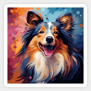 Colorful cute Sheltie dog painting Magnet